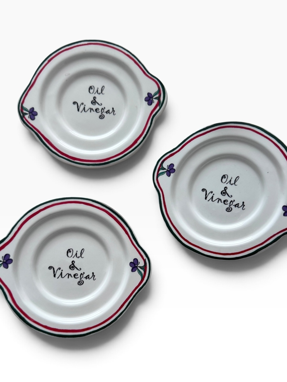Bella Casa by Ganz Oil & Vinegar Dipping Plates Set of 3 Hand Painted Floral